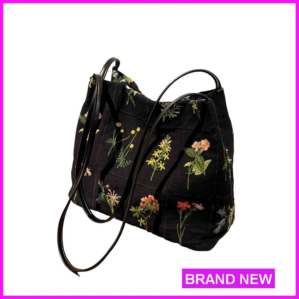 Floral Canvas Tote Bag Reusable Hobo Crossbody Shoulder Bag Casual